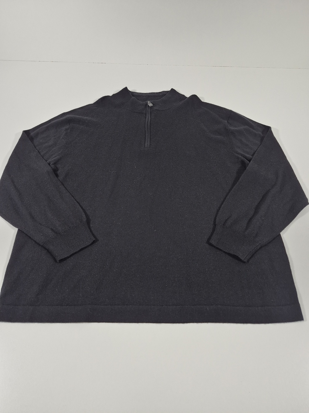 Jos. A. Bank Sweater Mens 2XL Black 100% Merino Wool 1/4 Zip Mock Neck Traveler